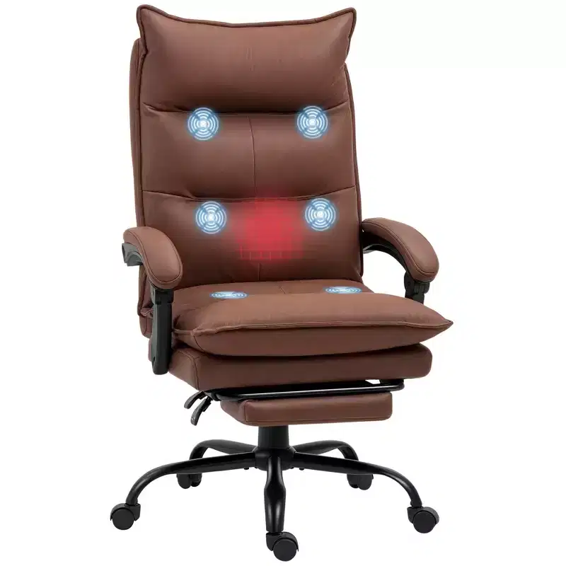 Vinsetto Vibration Massage Office Chair with Heat, Footrest, Adjustable Height, Armrest, High Back, Microfiber Comfy Computer Chair