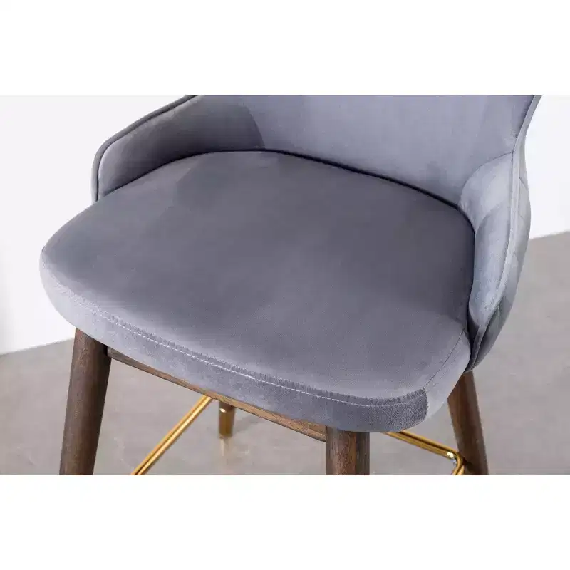 Roundhill Furniture Leland Fabric Upholstered Wingback Bar Stools, Gray, Set of 2