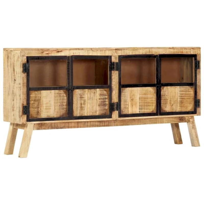 vidaXL Sideboard Brown and Black 63x11.8x31.5 Solid Rough Mango Wood