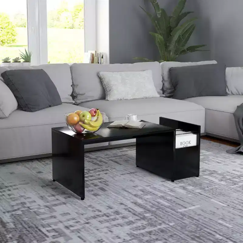 Coffee Table White Engineered Wood with Storage
