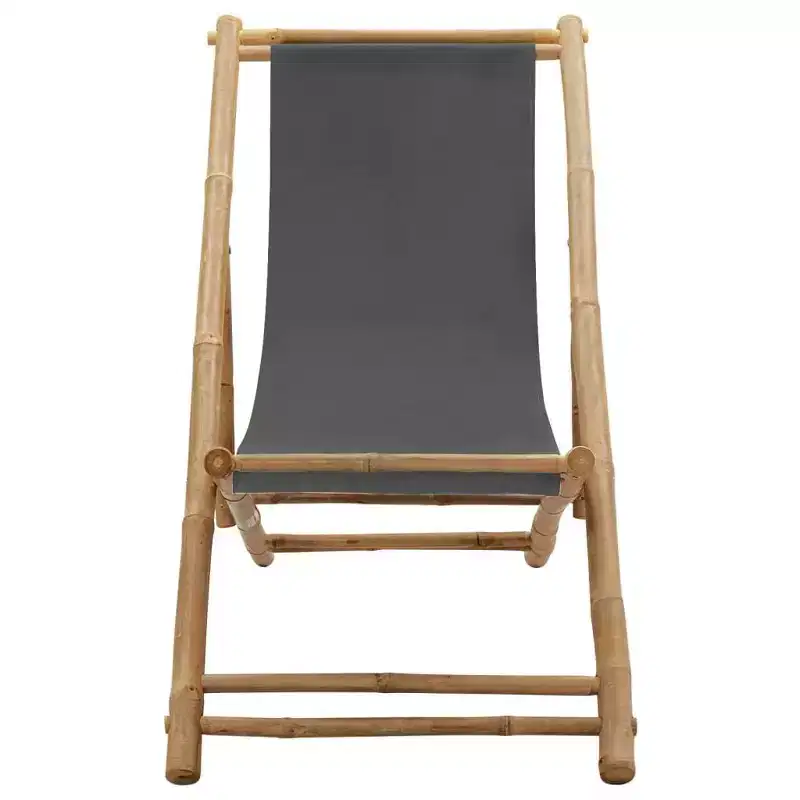 vidaXL Sun Lounger Bamboo Medium Collapsible Folding Sun Lounger