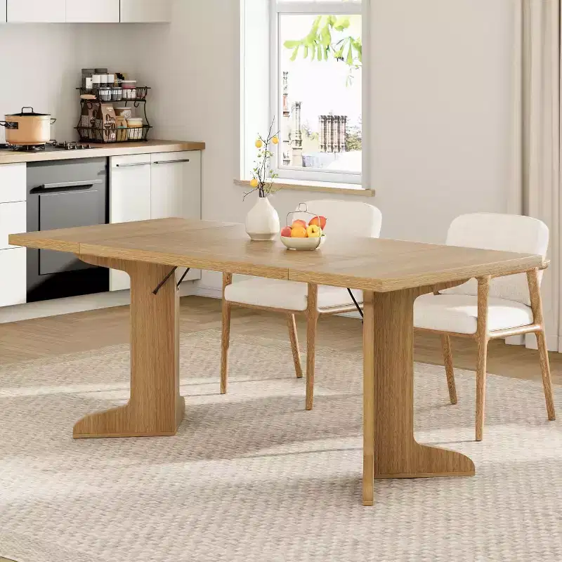 71-Inch Rectangle Dining Table for 6 to 8 People, Farmhouse Wood Dining Table with Sturdy Legs