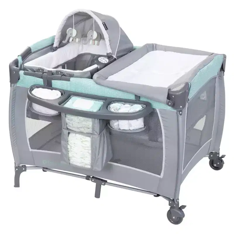 Nursery Center Playard with Rocking Cradle, Bassinet, and Changing Table