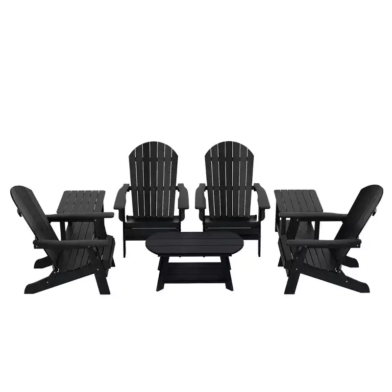 WestinTrends 7-Piece Outdoor Folding Adirondack Chair Conversation Set