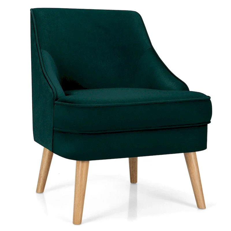 Velvet Accent Chair with Rubber Wood Legs 27