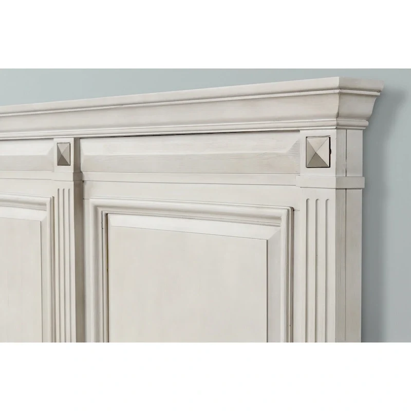Roundhill Furniture Renova Distressed Parchment Wood Panel Bed