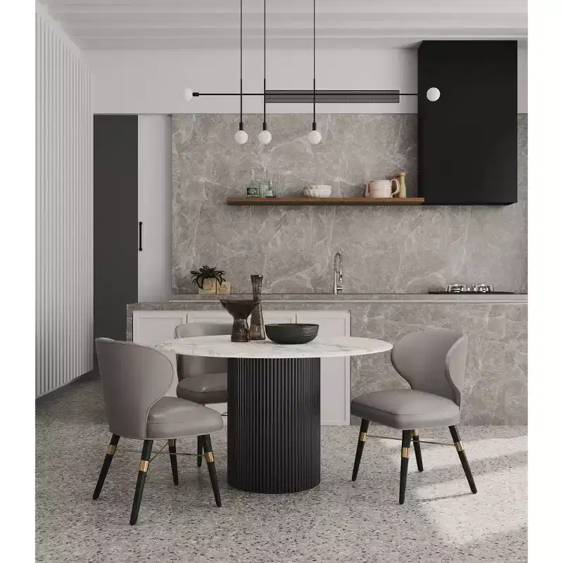 Set of 2 Strine Velvet and Leatherette Upholstered Dining Chairs Dark Taupe - Manhattan Comfort