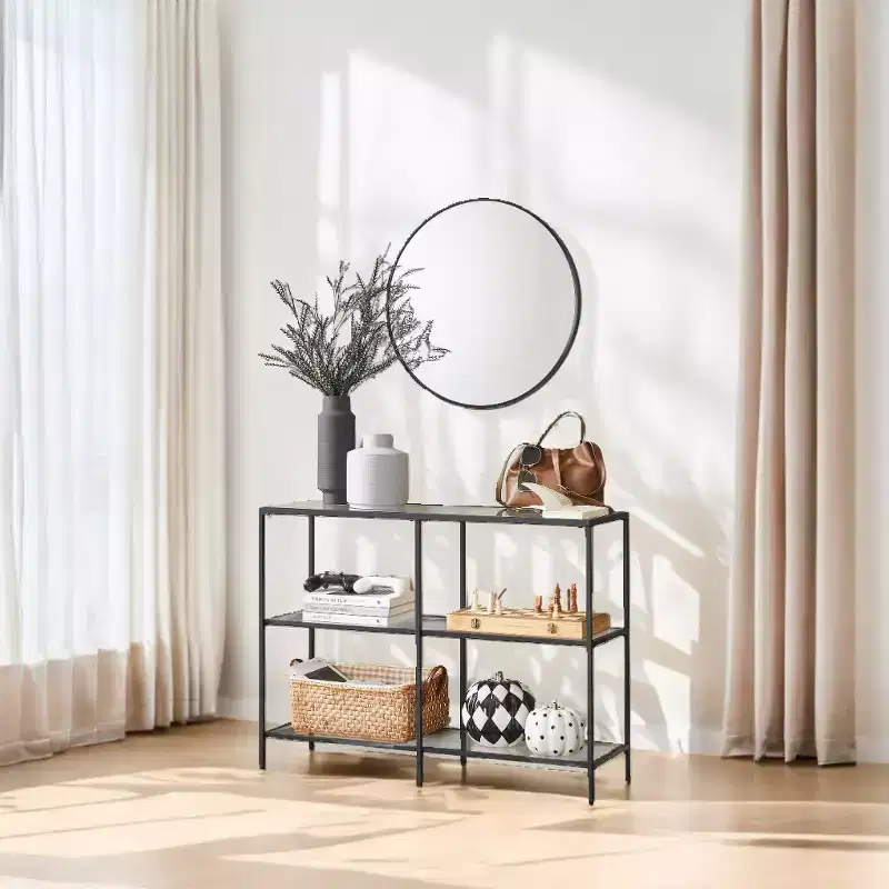 Console Table With Storage 39.4 Inch Console Table Metal Frame Console Table Thin Console Table Entryway Console Table Console Table With Shelves