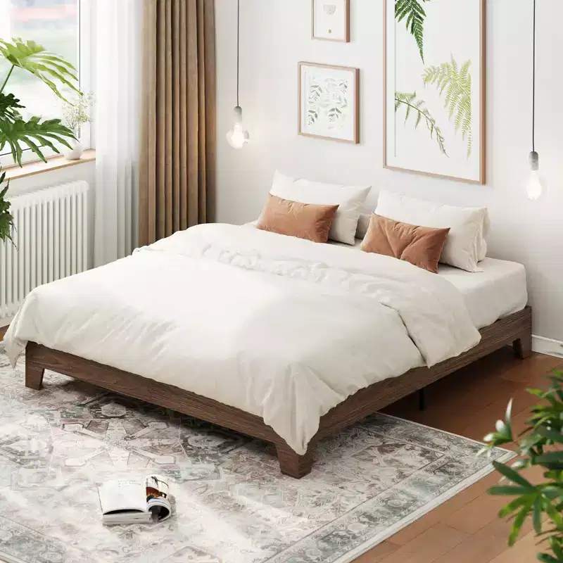Mid-Century Modern Twin Platform Bed Frame, Sturdy Wood Slats, 10.2 Height, Strong Support, Underbed Storage, No Box Fresh Needed, Easy Assembly