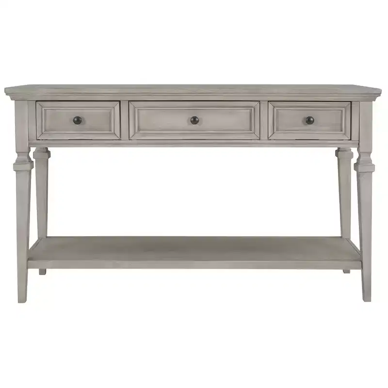 Whisen Classic Retro Style Console Table with 3-Top Drawers and Open Shelf