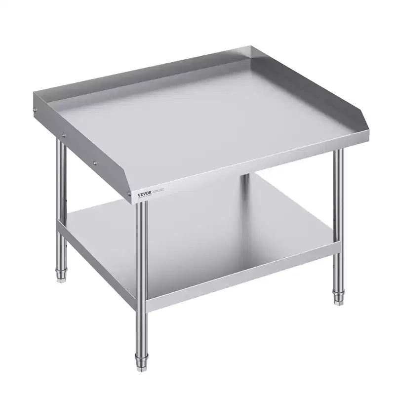 Stainless Steel Work Table, 30 x 36 x 26 Inch Commercial Food Prep Worktable, 3-Sided Backsplash Heavy Duty Prep Worktable, Metal Work Table