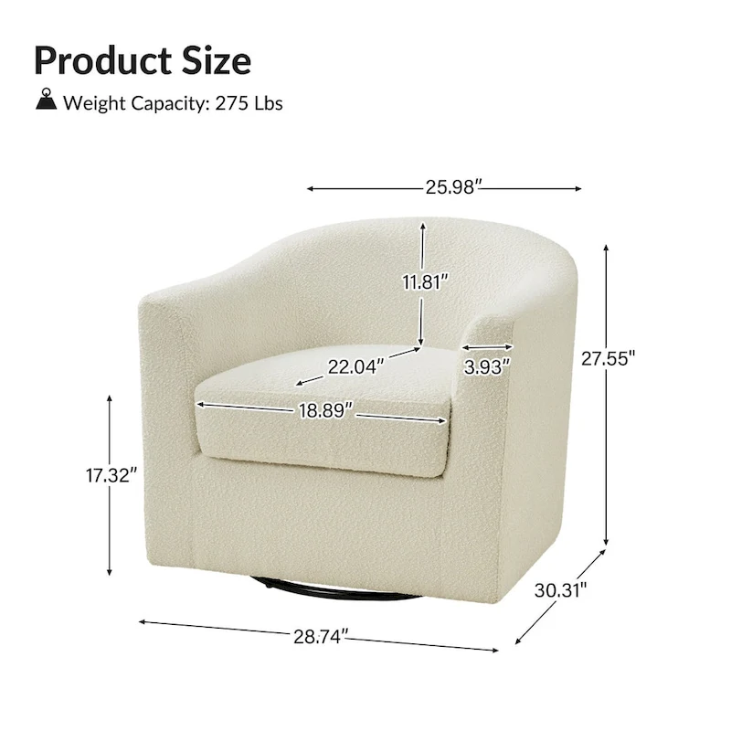 Rita Modern Ergonomic Boucle Upholstered Swivel Barrel Chair Set of 2 by HULALA HOME