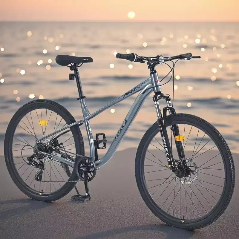 NAYSAYE 27.5 Inch 8 Speed MTB Mountain Bike with Front Suspension Durable Steel Frame for Men Women Terrain Adventures, Grey, 68.5*27.1*40.55