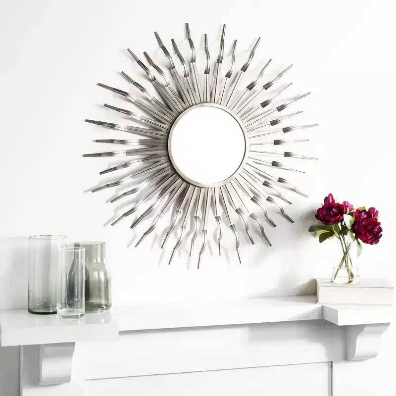 Sunburst Wall Mount Mirror, 11.61 Inch, Gold / Gunmetal