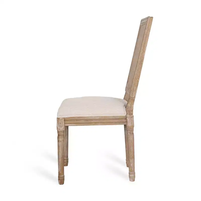 of 4 French Country Wood and Cane Upholstered Dining Chairs