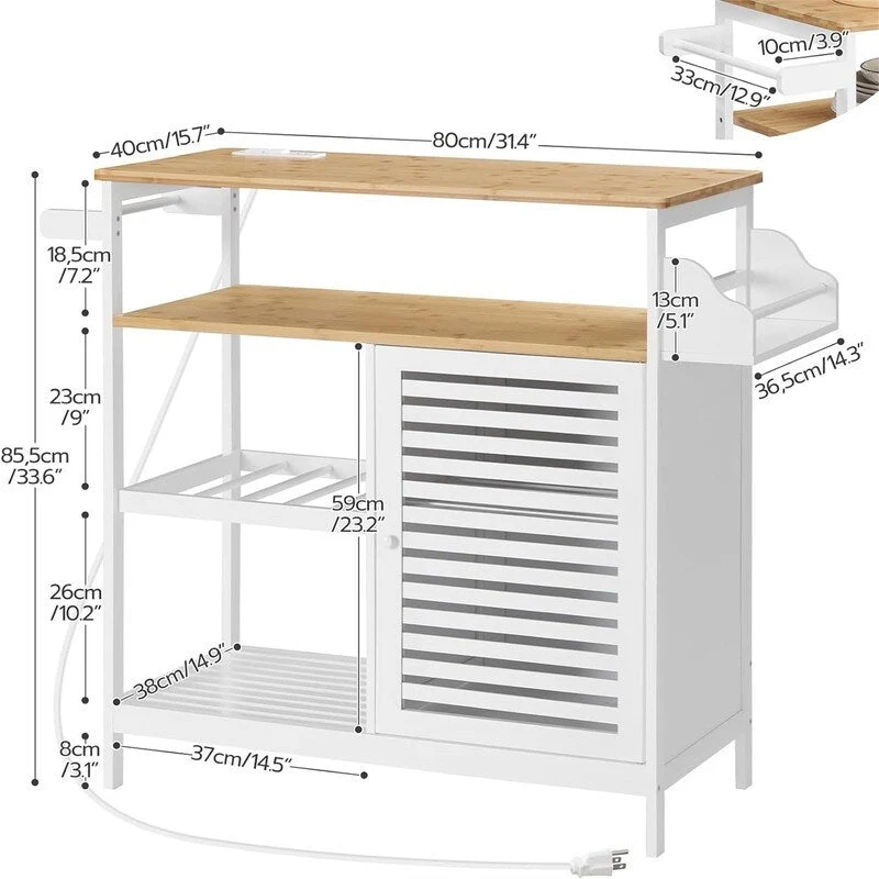 4 Tier Coffee Station and Microwave Stand - 15.7D x 31.4W x 33.6H