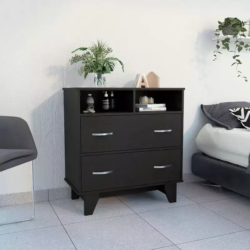 Okak Modern 6 Drawer Double Dresser, 31.7 Tall Storage Cabinet with Metal Gliders & Elevated Base,Bedroom Dresser for Clothes Organization