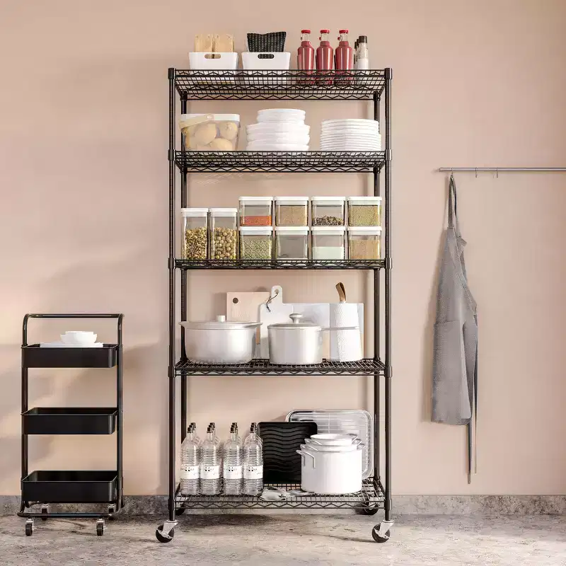 5-Tier NSF Steel Wire Shelving Unit, 36 W x 24 D x 75 H