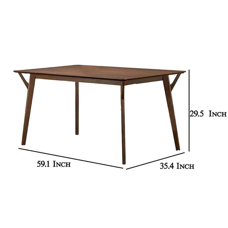 Skie 5pc Dining Table Set, 4 Chairs, Rectangular, Brown Solid Wood, Gray