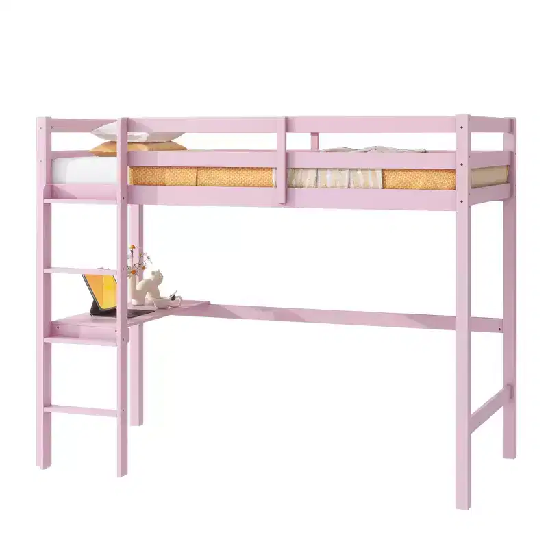 Twin Bed Frame Upholstered Faux Leather Kid-Friendly No Box Spring Needed