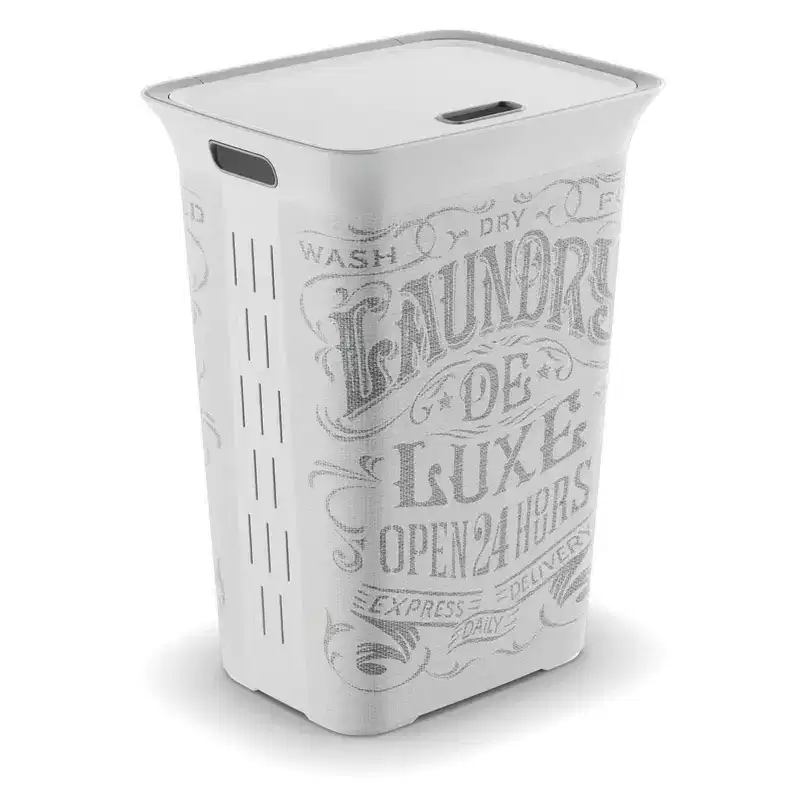 KIS Hamper, Plastic, 13.7L x 17.4W x 24H White/Gray - Case of 4