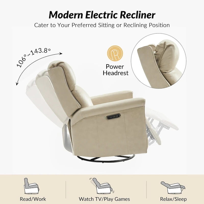 Tobias Traditional Swivel And Rocker Power Recliner Set of 2 by HULALA HOME