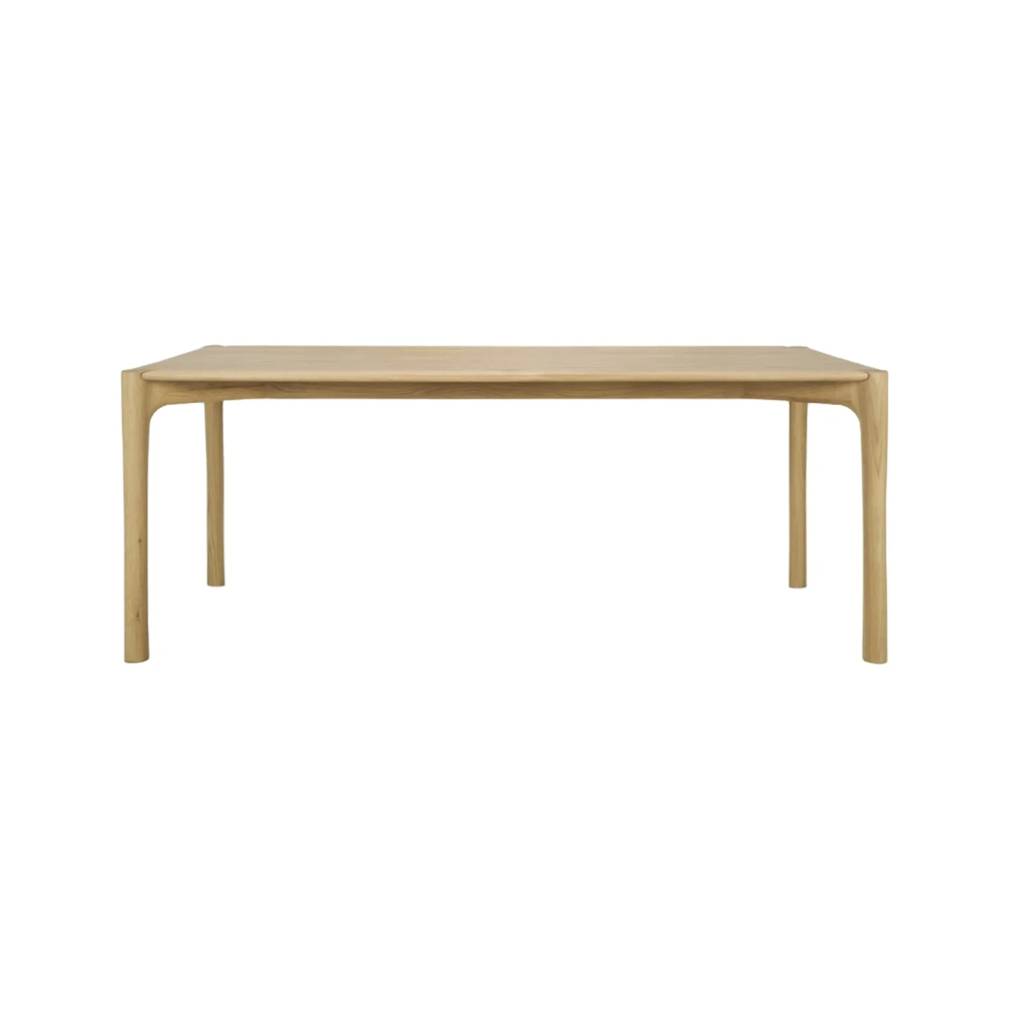 Organic Modern Oak Wood Dining Table with Rectangular Polished-Imperfect Top for Dining Room