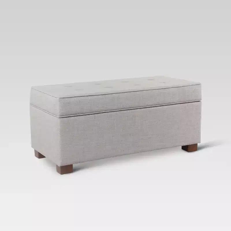 Tufted Top Storage Ottoman - Gray - ™ Upholstered Rectangular Furniture with Lid