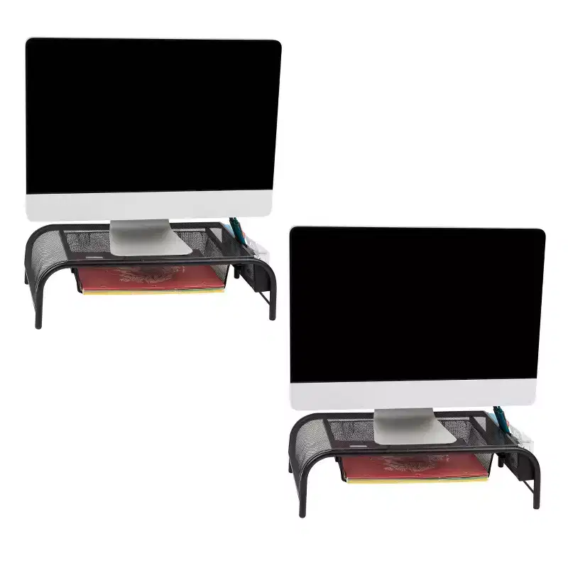 Monitor Stand, Ventilated Laptop Riser, Paper Tray, Office, Metal Mesh, 20"L x 11.5"W x 5.5"H, Black
