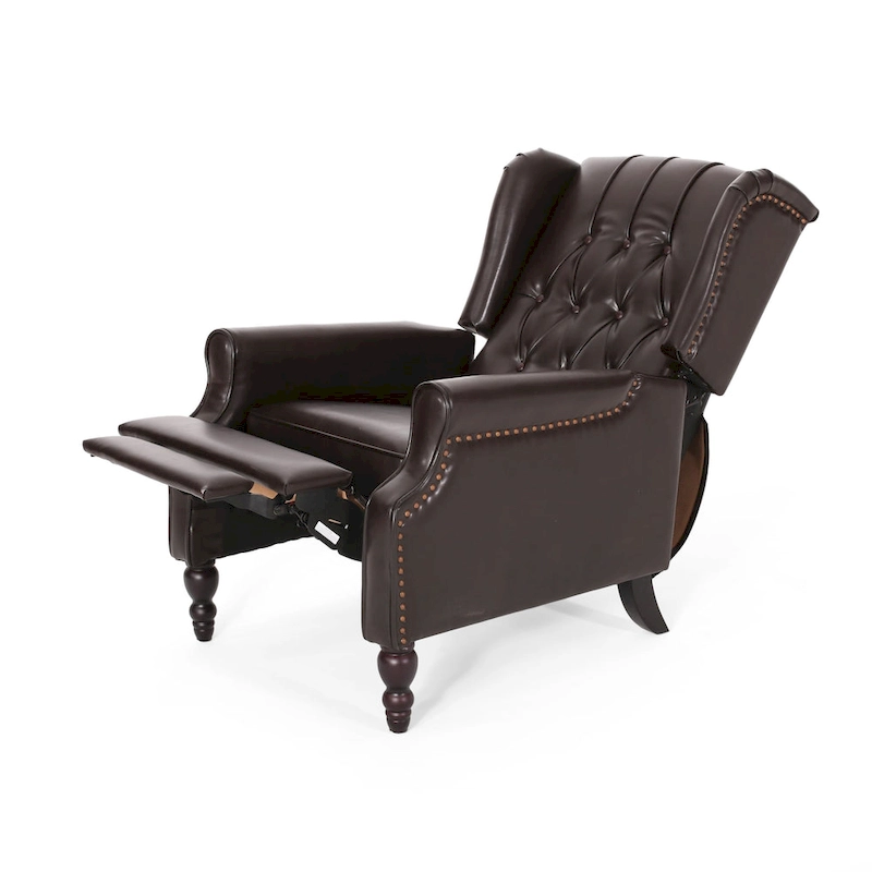 Walter Classic Tufted Bonded Leather Recliner Set (2-Piece) with Nailhead Trim by Christopher Knight Home
