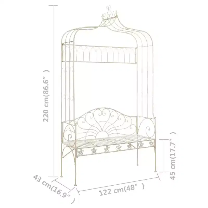 vidaXL Garden Bench Antique White Wrought Iron Standard Garden Bench