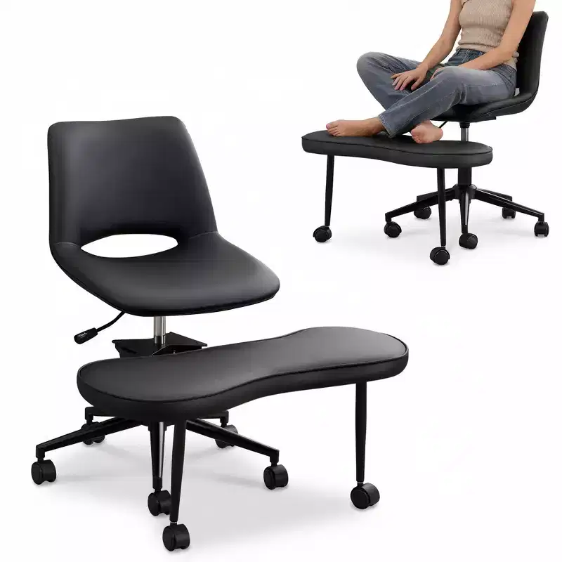 Cross-Legged Lounge Chair Ergonomic, High Lumbar Support, Adjustable Height, 360 Swivel, Criss Cross Seat, Wheels, for Meditation, Yoga, ADHD
