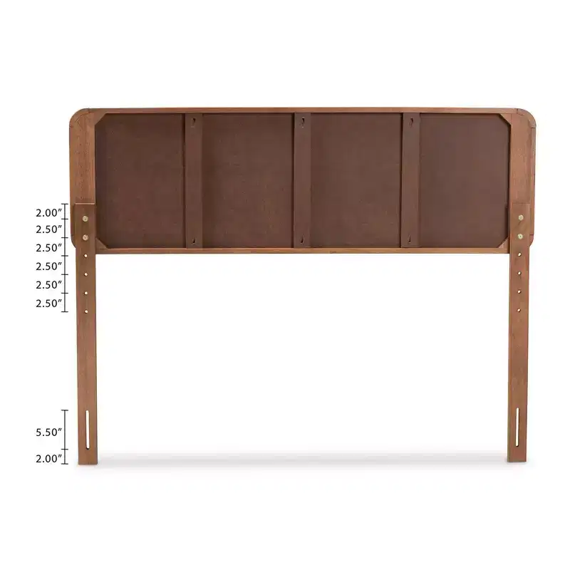 King Zenon Finished Wood Platform Bed Brown - Baxton Studio: Mid-Century Modern, No Box Spring Required