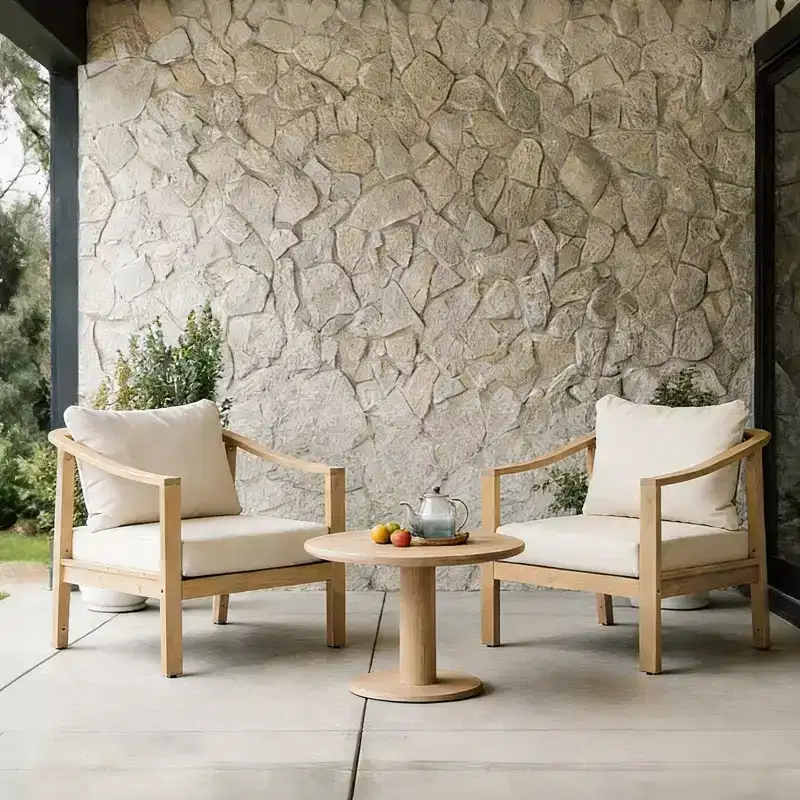 Christopher Knight Home Kofi Modern Outdoor Acacia Wood Club Chair with Cushion and Sloped Armrests