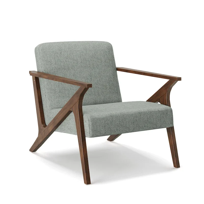 Mid-Century Modern Wood Frame Upholstered Accent Chair
