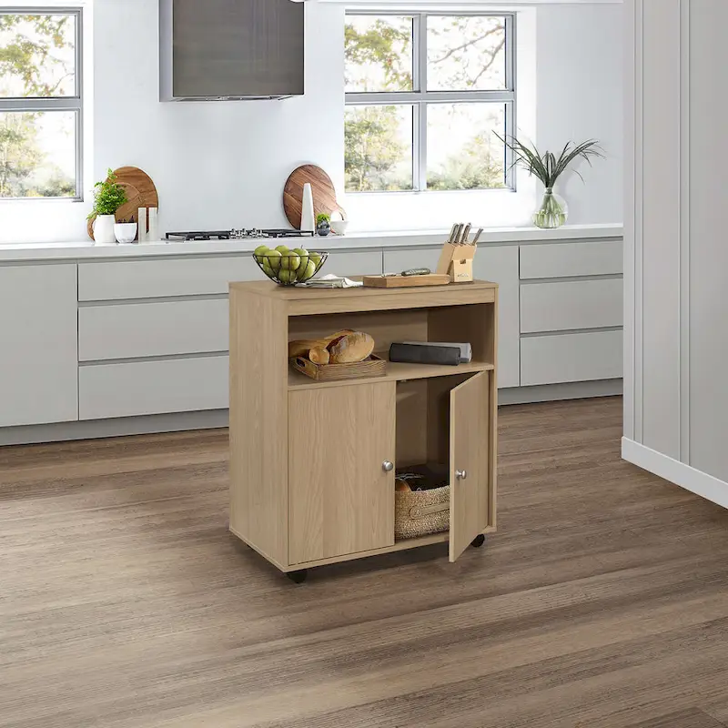 Beech 2-Door Kitchen Cart – Single User