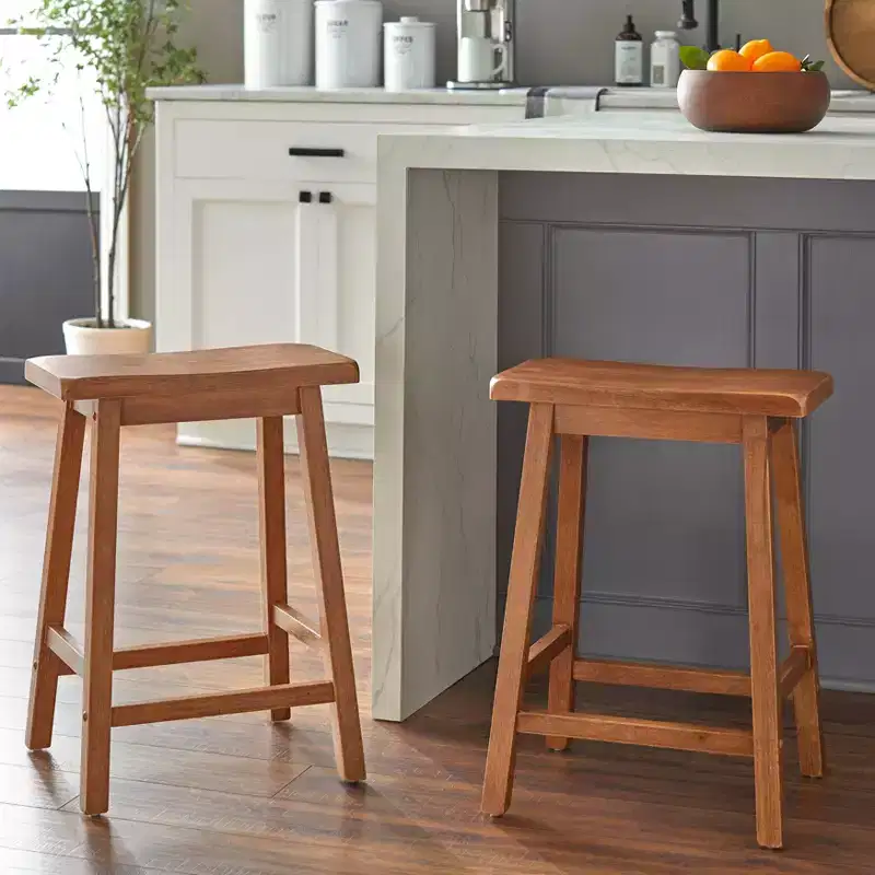Buylateral Set of 2 Marney Counter Height 24" Saddle Stool Driftwood
