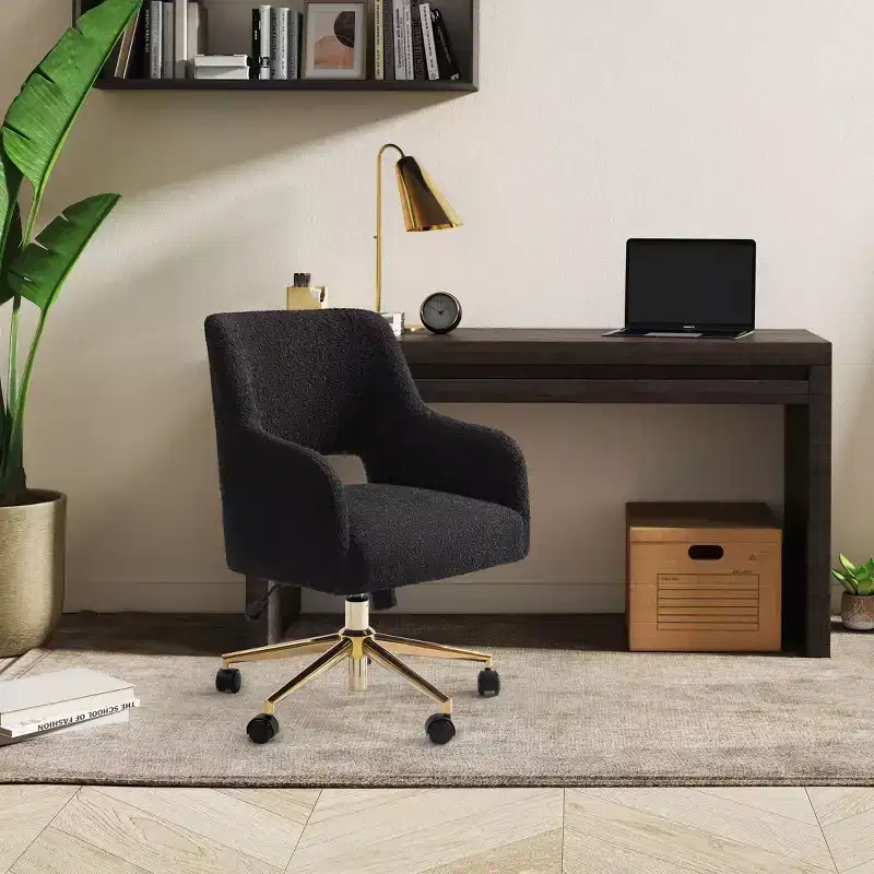 Genevieve Mid-Century Modern Swivel Office Chair With Wheels