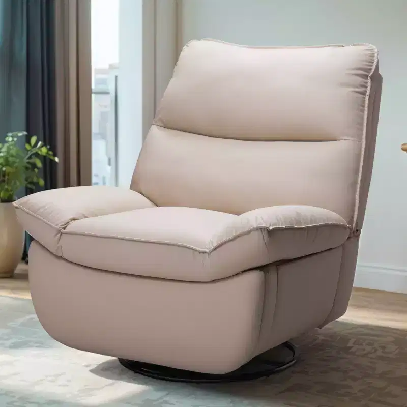 FLEXISPOT XRC7 Recliner Chair for Adults, Faux Leather Oversized Swivel Rocker w/Side Pocket, Cross-Legged Armless Lounge Sofa for Living Room