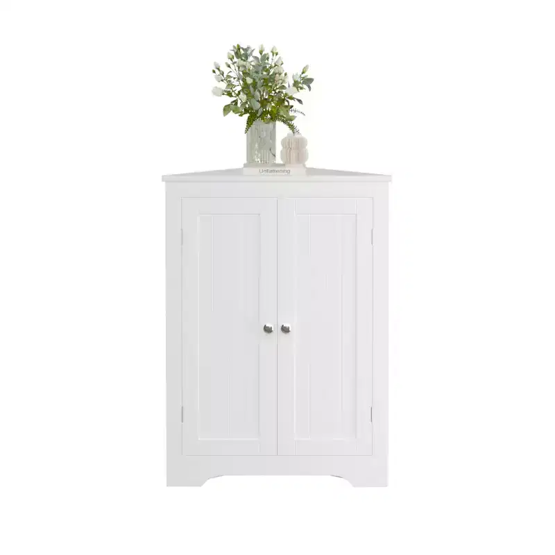 sumyeg Corner Cabinet with 2 Doors and Adjustable Shelves for Home Storage