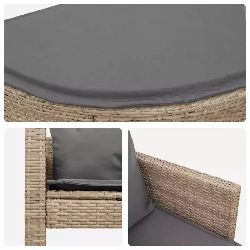 vidaXL Garden Sofa with Cushion 8 pcs Beige and Light Grey Poly Rattan