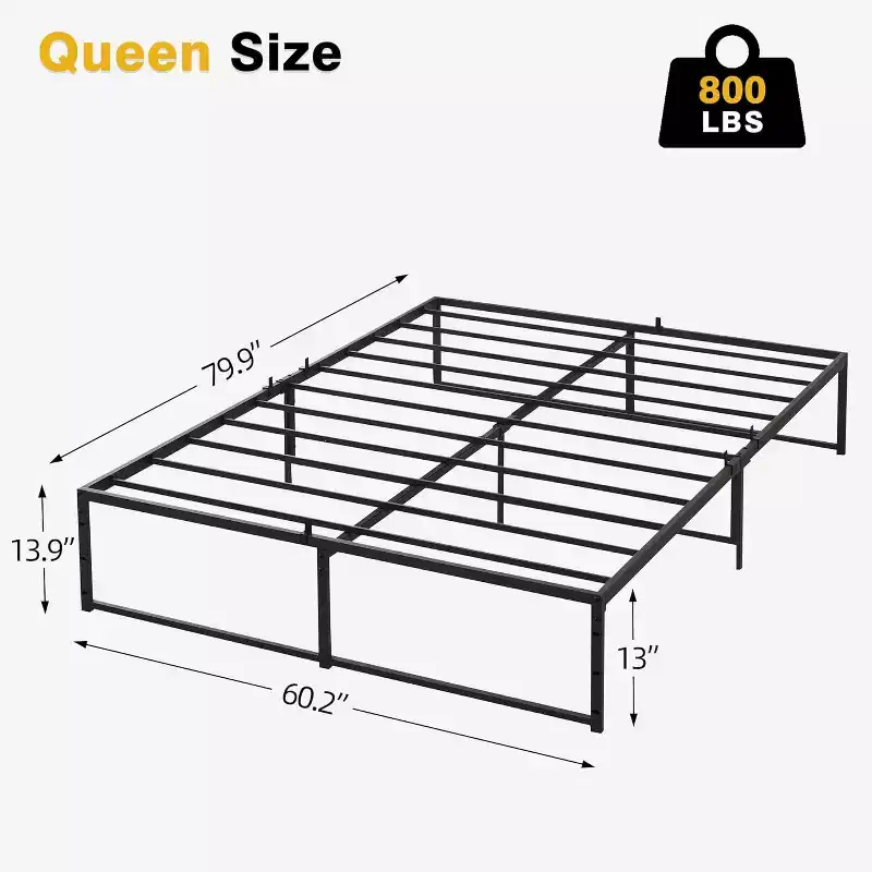 Acekool 14 Inch Queen Metal Platform Bed Frame, Strong Support, Easy Assembly, No Box Spring Needed, Sturdy Design with Under Bed Storage