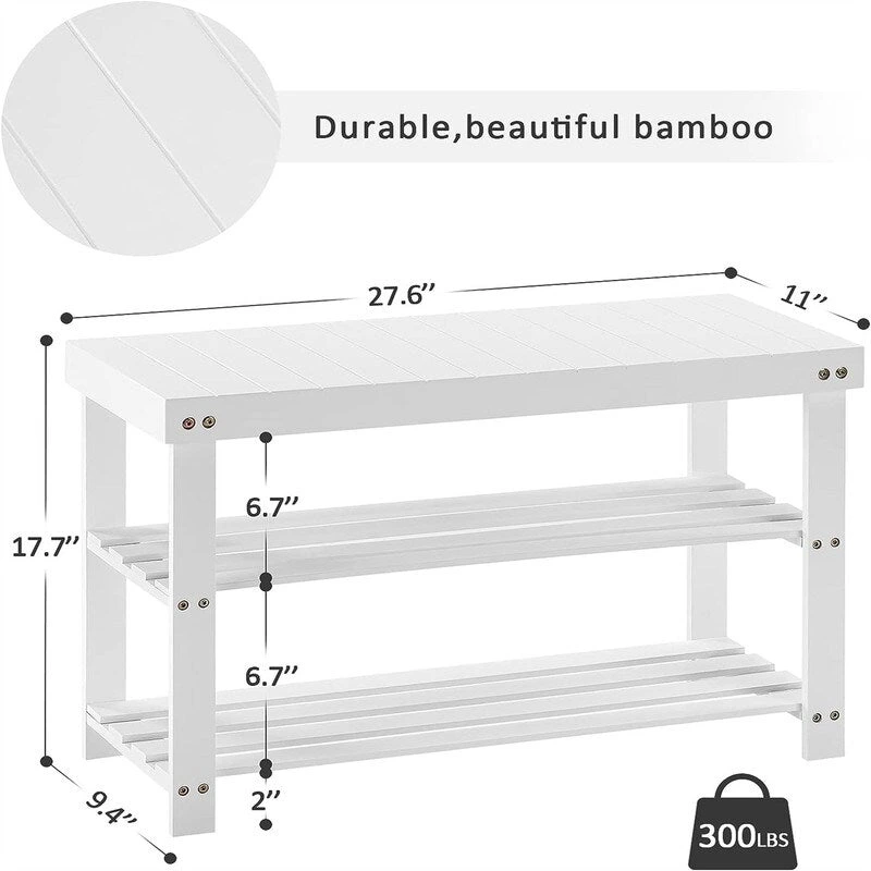 3-Tier Shoe Rack Bench - 11D x 27.6W x 17.7H