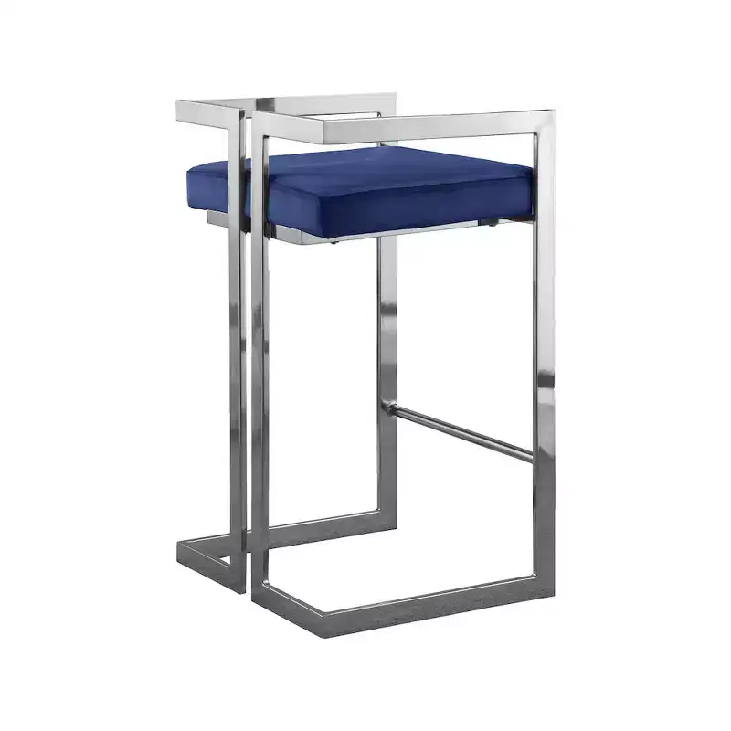 Meridian Furniture,Ezra Navy Velvet Stool, Set of 2
