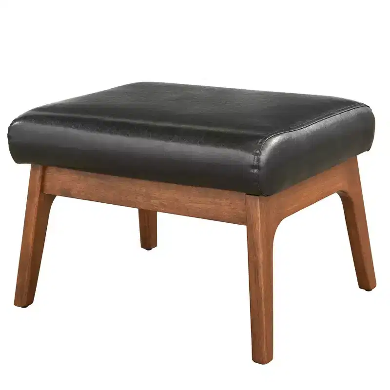 Buylateral Bianca Mid Century Modern Faux Leather Ottoman