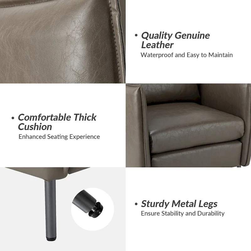 Jaime Modern Vegan Leather Accent chair with Metal Legs Set of 2 by HULALA HOME