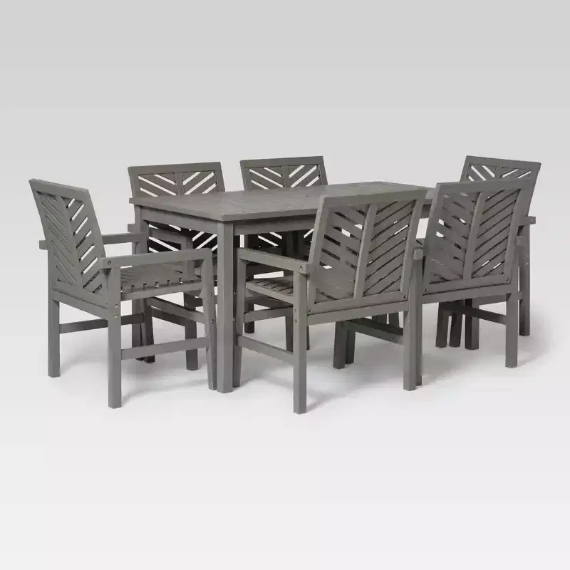 7pc Slatted Chevron Acacia Patio Dining Set - Saracina Home