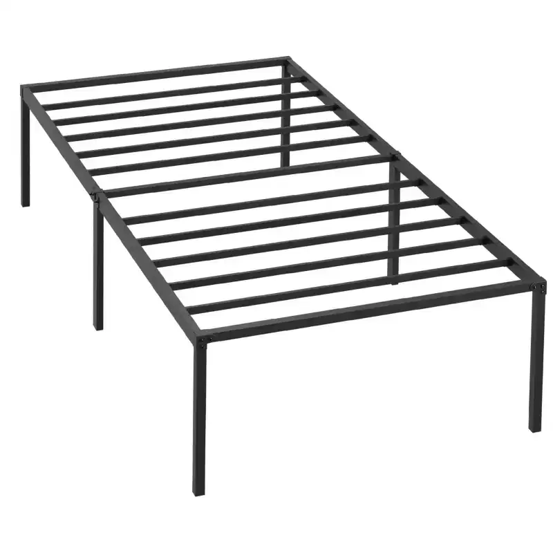 24/7 Shop At Home Landdream Metal Frame Platform Bed with Steel Slats Black