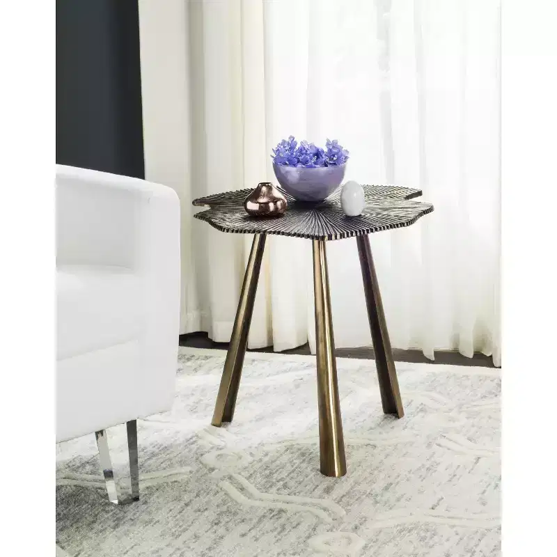 Portia Leaf Side Table - FOX3247 - Brass - Safavieh Couture