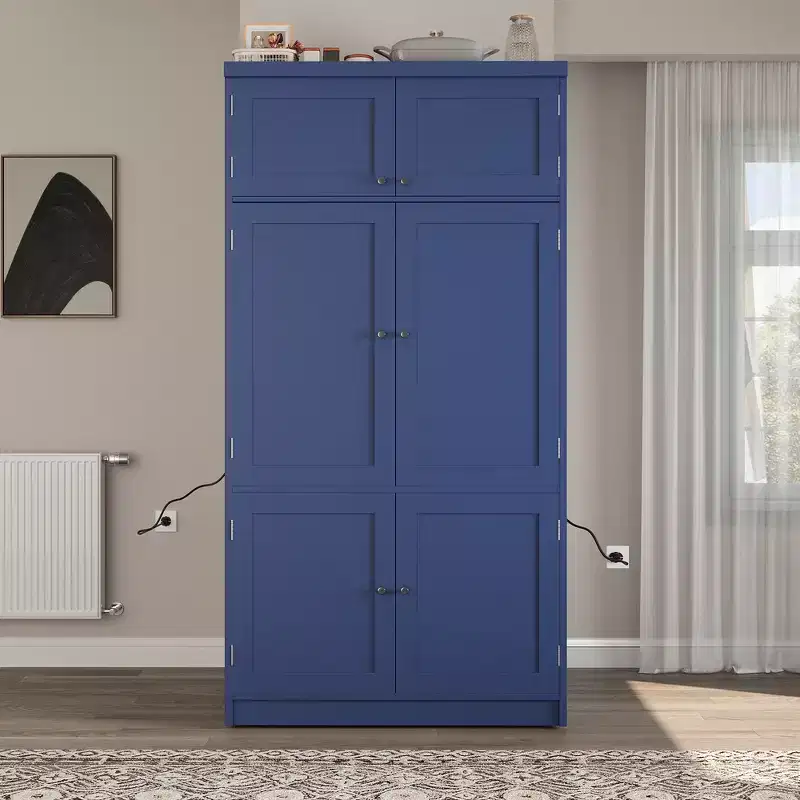 Whisen 80.1'' Tall Freestanding Kitchen Pantry, Buffets, Large Storage Cabinet Cupboard